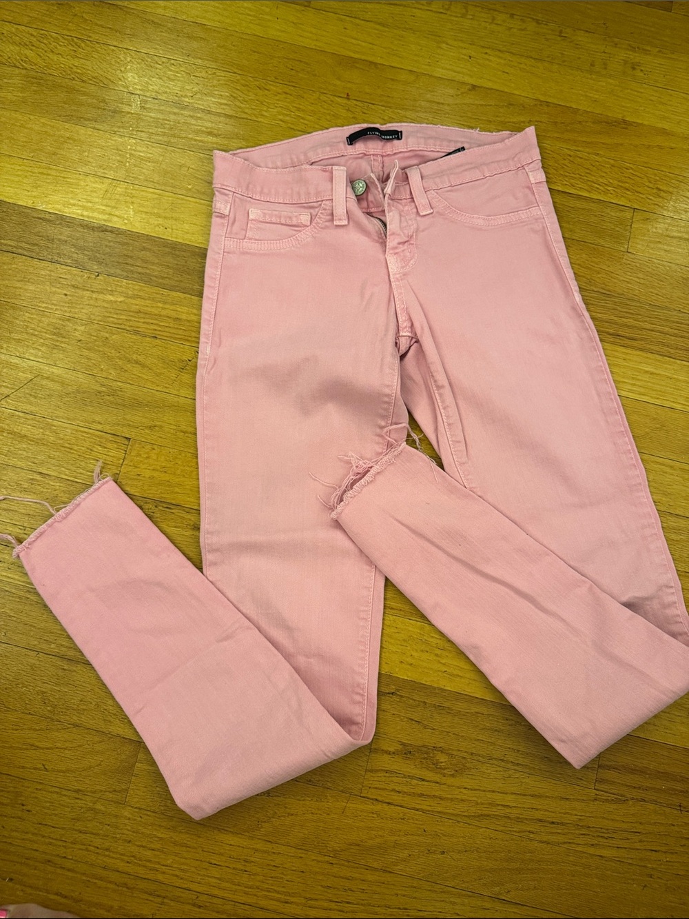 Flying Monkey Fray Raw Hem Stretch Skinny Jeans Pink Size 3 GUC